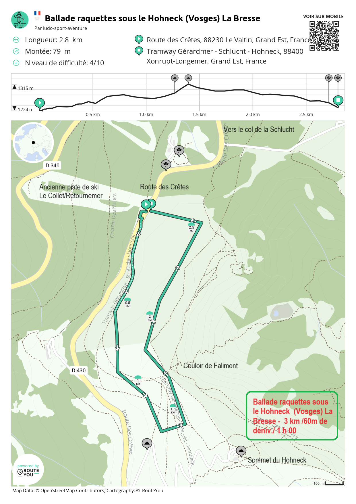 Routeyou ballade raquettes sous le hohneck vosges la bresse