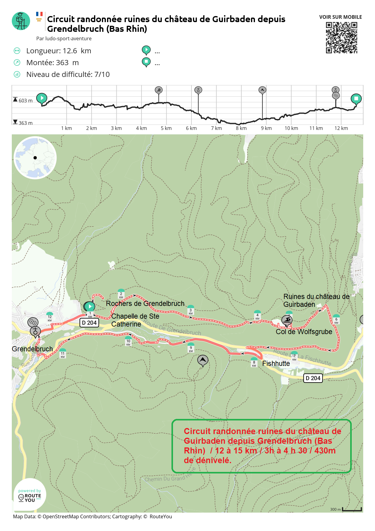 Routeyou circuit randonnee ruines du chateau de guirbaden depuis grendelbruch bas rhin