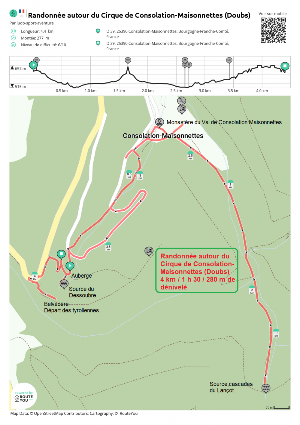 Routeyou randonnee autour du cirque de consolation maisonnettes doubs